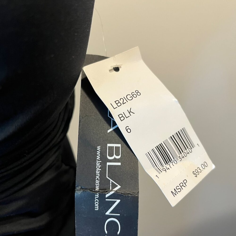 La Blanca Black Ruched Tankini / Swim Top – Size 6 – NWT - Picture 3 of 5
